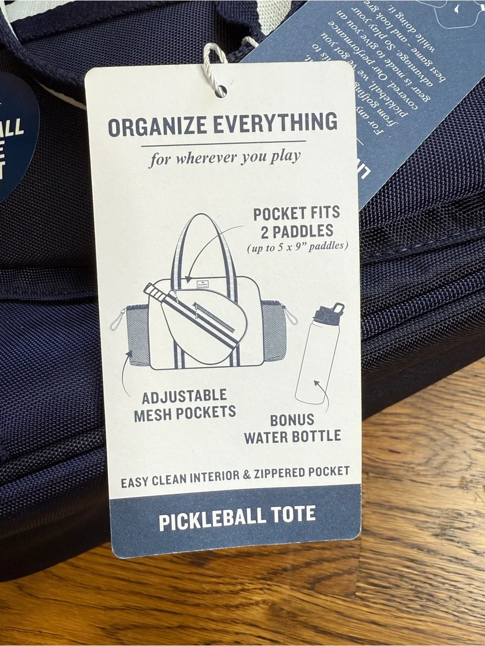 NWT Tommy Bahama Navy and White Pickleball Navy & White Duffel Tote Water Bottle